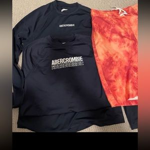 Boys abercrombie rash guards and swim trunks